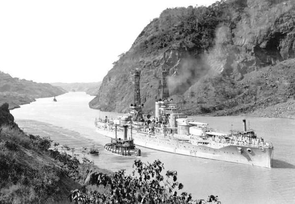 January 22, 1929 - USS Nevada BB-36 in the Panama Canal