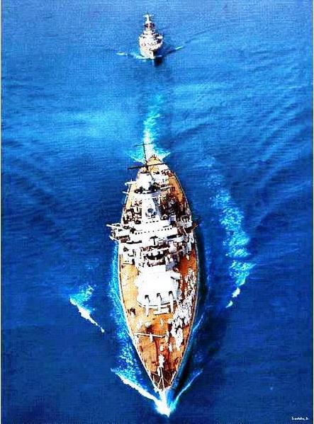 Aerial view of the German pocket battleship Admiral Graf Spee 