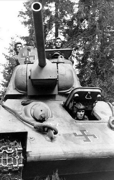 Finns manning a captured soviet T34 