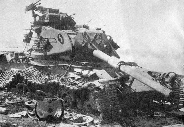 An Israeli M60 Patton tank destroyed in the Sinai.