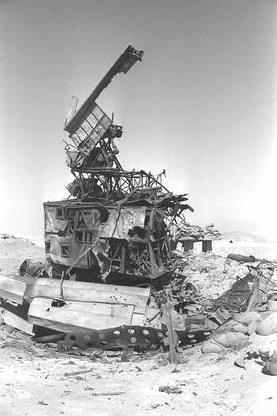 A DESTROYED RADAR MISSILE-GUIDING UNIT ON THE WEST BANK