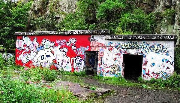 Bunker in Barnton Quarry, Edinburgh, Scotland