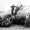 B-17 damaged in collision with Fw190 in head-on attack