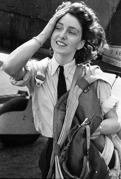 Pilot Maureen Dunlop of the British Air Transport Auxiliary flew Spitfires, Hurricanes and Lancasters to air bases in England during WWII. 