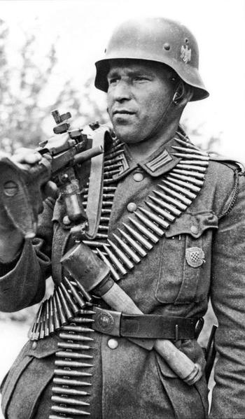 Croatian soldier fighting with the Germans under the banner of the Croatian Division