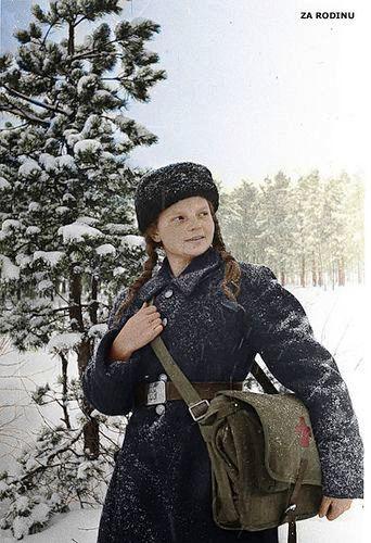 Russian girl nurse at the front WWII