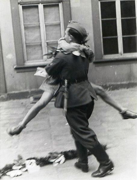 A soldier comes home from war, 1940s