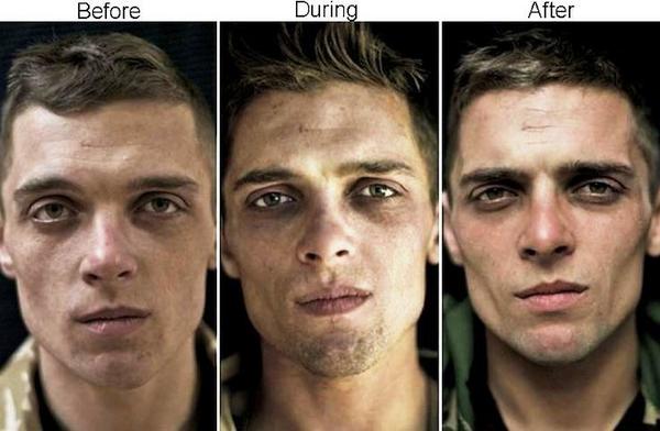 The faces of soldiers who have seen combat tell a pretty unsettling story. 